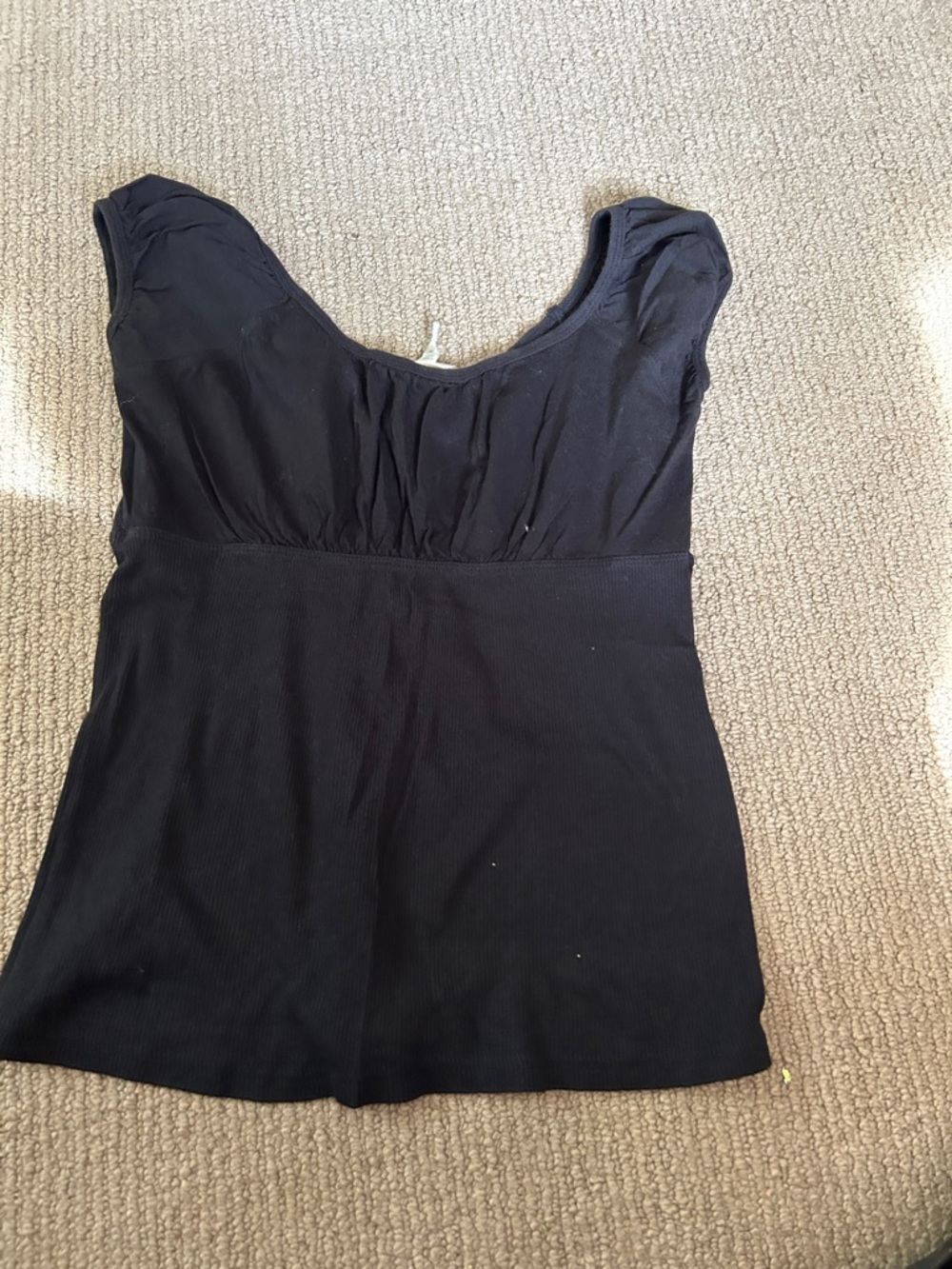 Scoop-Neck Black Tank Top with Gathered Bust